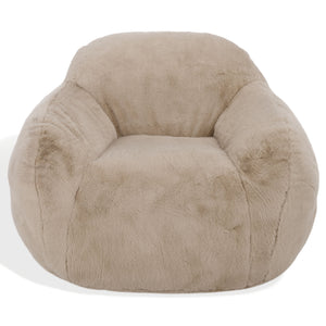 Lorianna Bean Bag Chair In Soft Cream Fabric, Supportive Polyester Fill, Lightweight & Made In Usa