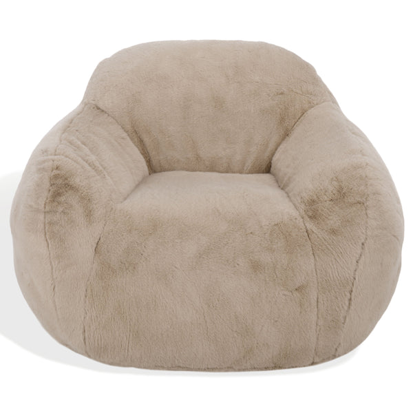 Lorianna Bean Bag Chair In Soft Cream Fabric, Supportive Polyester Fill, Lightweight & Made In Usa
