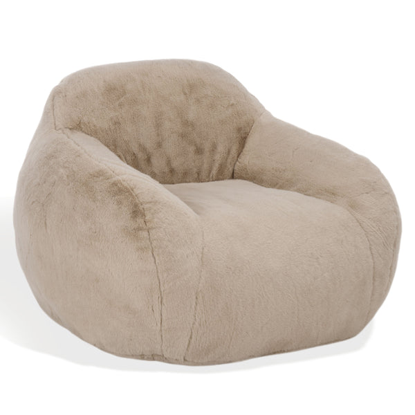 Lorianna Bean Bag Chair In Soft Cream Fabric, Supportive Polyester Fill, Lightweight & Made In Usa