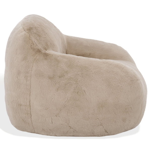 Lorianna Bean Bag Chair In Soft Cream Fabric, Supportive Polyester Fill, Lightweight & Made In Usa