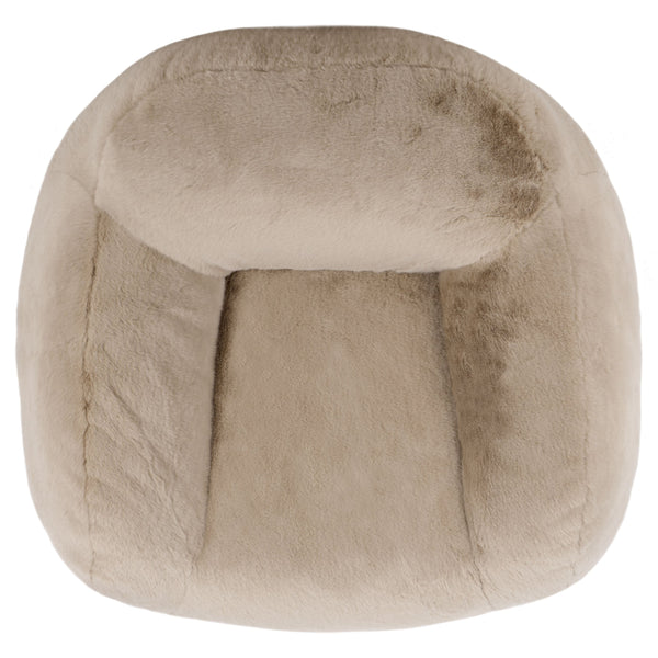 Lorianna Bean Bag Chair In Soft Cream Fabric, Supportive Polyester Fill, Lightweight & Made In Usa