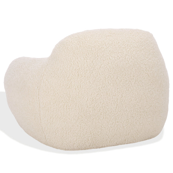 Lorianna Bean Bag Chair In Soft Cream Fabric, Supportive Polyester Fill, Lightweight & Made In Usa
