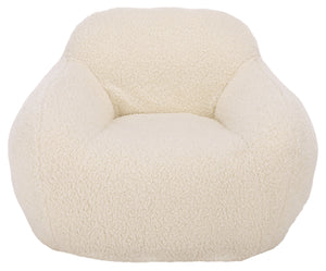 Lorianna Bean Bag Chair In Soft Cream Fabric, Supportive Polyester Fill, Lightweight & Made In Usa