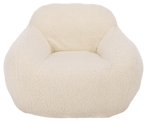 Lorianna Bean Bag Chair In Soft Cream Fabric, Supportive Polyester Fill, Lightweight & Made In Usa