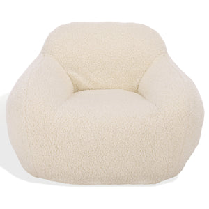 Lorianna Bean Bag Chair In Soft Cream Fabric, Supportive Polyester Fill, Lightweight & Made In Usa