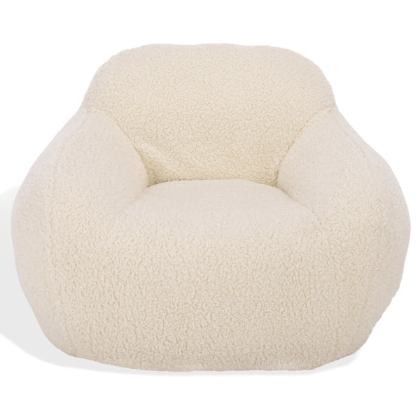 Lorianna Bean Bag Chair In Soft Cream Fabric, Supportive Polyester Fill, Lightweight & Made In Usa