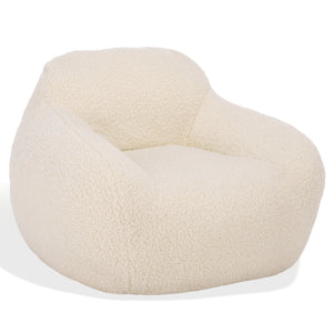 Lorianna Bean Bag Chair In Soft Cream Fabric, Supportive Polyester Fill, Lightweight & Made In Usa