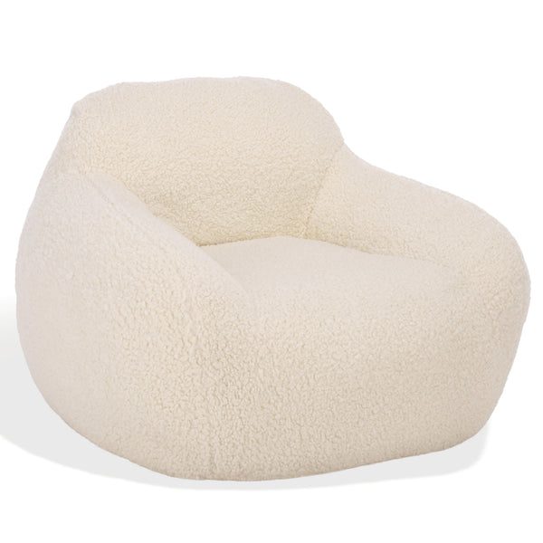 Lorianna Bean Bag Chair In Soft Cream Fabric, Supportive Polyester Fill, Lightweight & Made In Usa