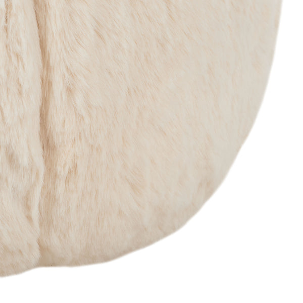 Gracelina Round Pouf In Cream — Compact Plush Ottoman For Extra Seating, Footrest & Textured Style