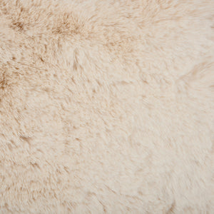 Gracelina Round Pouf In Cream — Compact Plush Ottoman For Extra Seating, Footrest & Textured Style