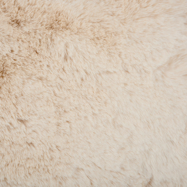 Gracelina Round Pouf In Cream — Compact Plush Ottoman For Extra Seating, Footrest & Textured Style
