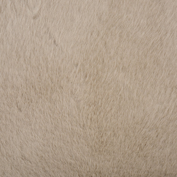 Gracelina Round Pouf In Cream — Compact Plush Ottoman For Extra Seating, Footrest & Textured Style
