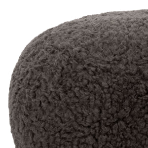 Gracelina Round Pouf In Cream — Compact Plush Ottoman For Extra Seating, Footrest & Textured Style