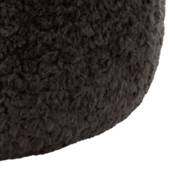 Gracelina Round Pouf In Cream — Compact Plush Ottoman For Extra Seating, Footrest & Textured Style