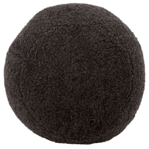 Gracelina Round Pouf In Cream — Compact Plush Ottoman For Extra Seating, Footrest & Textured Style