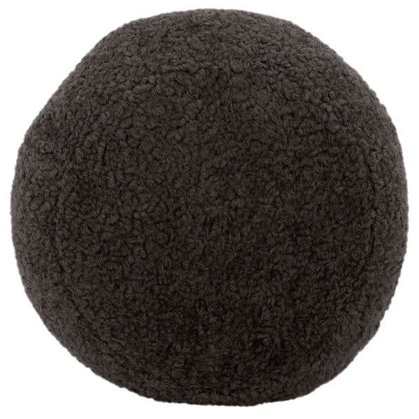 Gracelina Round Pouf In Cream — Compact Plush Ottoman For Extra Seating, Footrest & Textured Style
