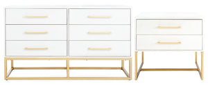 Safavieh Estelle Nightstand - Contemporary Oak Storage Table With Brass Accents For Modern Bedrooms & Decor White FOX6262C