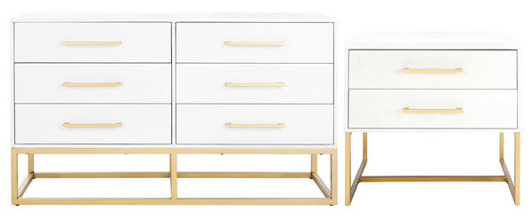 Safavieh Estelle Nightstand - Contemporary Oak Storage Table With Brass Accents For Modern Bedrooms & Decor White FOX6262C