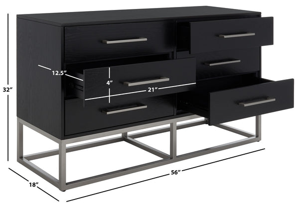 Safavieh Estelle Dresser XII23 Black / Silver Wood / Metal SFV2105F