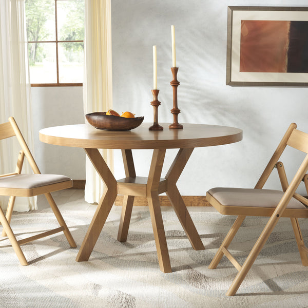 Safavieh Luis Round Wood Dining Table - Elegant Bistro Style For Contemporary Spaces, Seats Up To Six Comfortably Natural Wood Sfv2106e-2bx