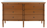 Safavieh Mina 6 Drawer Dresser XII23 Brown / Bronze Wood / Metal SFV2108D