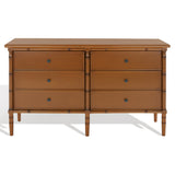 Safavieh Mina 6 Drawer Dresser XII23 Brown / Bronze Wood / Metal SFV2108D