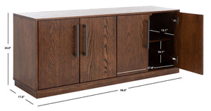 Safavieh MALLORY 4 Door Sideboard and TV Stand - Classic Design with Ample Storage for Modern Living Rooms Dark Brown SFV2120A
