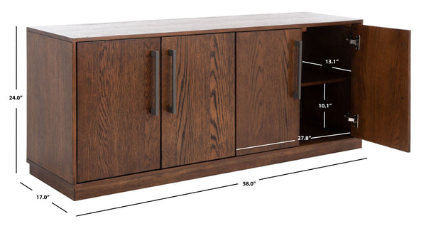 Safavieh MALLORY 4 Door Sideboard and TV Stand - Classic Design with Ample Storage for Modern Living Rooms Dark Brown SFV2120A