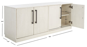 Safavieh MALLORY 4 Door Sideboard and TV Stand - Classic Design with Ample Storage for Modern Living Rooms White Washed SFV2120B