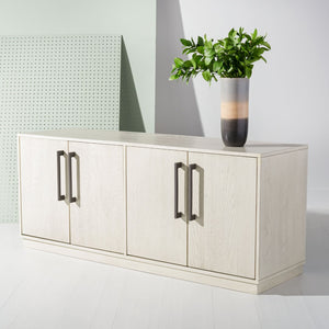 Safavieh MALLORY 4 Door Sideboard and TV Stand - Classic Design with Ample Storage for Modern Living Rooms White Washed SFV2120B