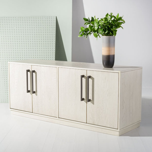 Safavieh MALLORY 4 Door Sideboard and TV Stand - Classic Design with Ample Storage for Modern Living Rooms White Washed SFV2120B