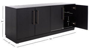 Safavieh MALLORY 4 Door Sideboard and TV Stand - Classic Design with Ample Storage for Modern Living Rooms Black SFV2120C