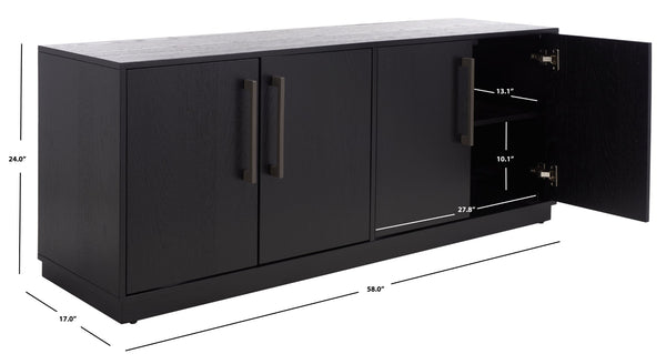 Safavieh MALLORY 4 Door Sideboard and TV Stand - Classic Design with Ample Storage for Modern Living Rooms Black SFV2120C