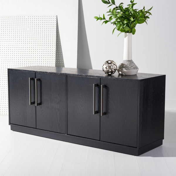Safavieh MALLORY 4 Door Sideboard and TV Stand - Classic Design with Ample Storage for Modern Living Rooms Black SFV2120C