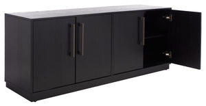 Safavieh MALLORY 4 Door Sideboard and TV Stand - Classic Design with Ample Storage for Modern Living Rooms Black SFV2120C