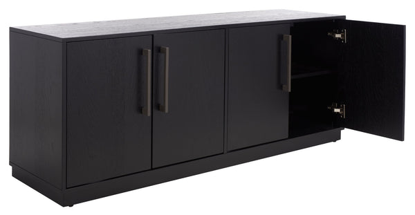 Safavieh MALLORY 4 Door Sideboard and TV Stand - Classic Design with Ample Storage for Modern Living Rooms Black SFV2120C
