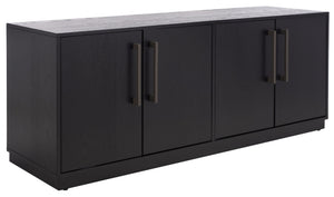 Safavieh MALLORY 4 Door Sideboard and TV Stand - Classic Design with Ample Storage for Modern Living Rooms Black SFV2120C
