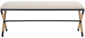 Safavieh CARMELO Hemp Wrapped Bench - Modern Chic Design for Entryway, Bedroom, or Living Room Seating Beige / Black SFV2121A