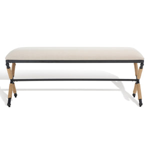 Safavieh CARMELO Hemp Wrapped Bench - Modern Chic Design for Entryway, Bedroom, or Living Room Seating Beige / Black SFV2121A
