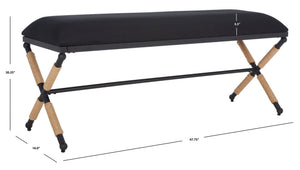 Safavieh CARMELO Hemp Wrapped Bench - Modern Chic Design for Entryway, Bedroom, or Living Room Seating Black SFV2121B