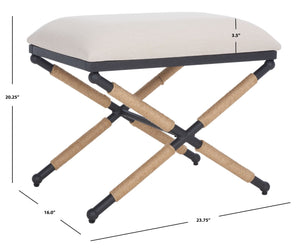 Safavieh CARMELO Hemp-Wrapped Ottoman - Stylish Multi-Functional Accent Piece with Durable Metal-Wood Frame Beige / Black SFV2122A
