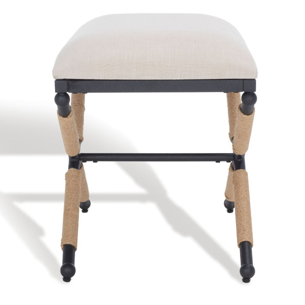 Safavieh CARMELO Hemp-Wrapped Ottoman - Stylish Multi-Functional Accent Piece with Durable Metal-Wood Frame Beige / Black SFV2122A