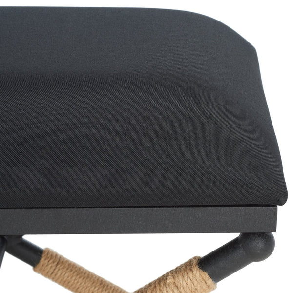 Safavieh CARMELO Hemp-Wrapped Ottoman - Stylish Multi-Functional Accent Piece with Durable Metal-Wood Frame Black SFV2122B