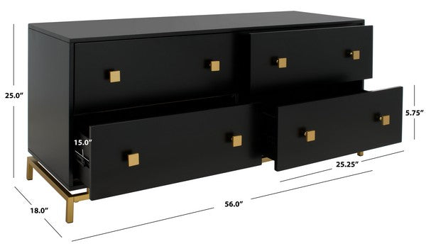 Safavieh Claudette 4 Drawer Dresser Black / Gold Wood / Mdf / Metal SFV2123B