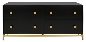 Safavieh Claudette 4 Drawer Dresser Black / Gold Wood / Mdf / Metal SFV2123B