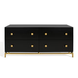 Safavieh Claudette 4 Drawer Dresser Black / Gold Wood / Mdf / Metal SFV2123B