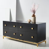 Safavieh Claudette 4 Drawer Dresser Black / Gold Wood / Mdf / Metal SFV2123B