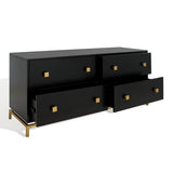 Safavieh Claudette 4 Drawer Dresser Black / Gold Wood / Mdf / Metal SFV2123B