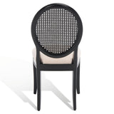 Safavieh Karlee Rattan Back Dining Chair - Set of 2 XII23 Black / Beige Wood / Rattan / Metal / Fabric / Foam SFV2130B-SET2