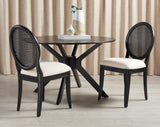 Safavieh Karlee Rattan Back Dining Chair - Set of 2 XII23 Black / Beige Wood / Rattan / Metal / Fabric / Foam SFV2130B-SET2